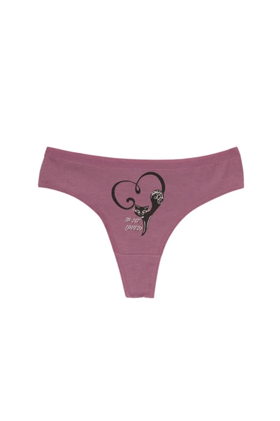 İNSPİRA Pamuklu Elastan Kadın Tanga Külot 3’lü Paket String Kedi Desenli - 4
