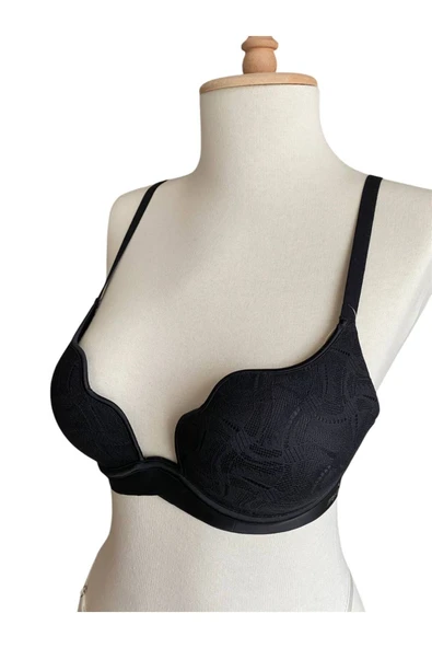 İNSPİRA Balenli Yarı Destekli Push Up Desenli V Kesim B Kap Premium Kalite Sütyen - 5