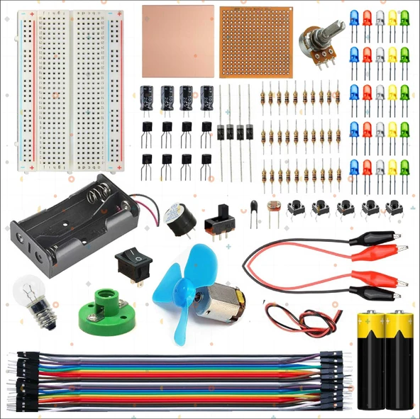 Breaboard Temel Elektrik ve Elektronik Eğitim Set (Lamba Motor ve Breadbord set) ürün görseli
