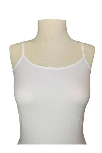 İNSPİRA İp Askılı Düz Pamuklu Likralı Penye Kadın Atlet Ribana Kumaş 4'Lü Paket - 5