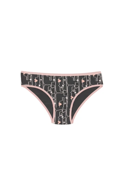 İNSPİRA Pamuklu Elastan Kadın 3’lü Paket Yüz Desenli Klasik Külot - 3