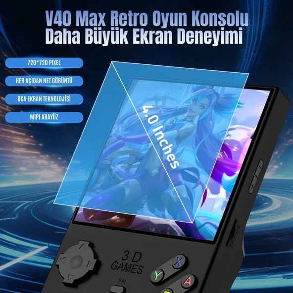 HABL Retro Arcade V40 Max Arkos 2.0 +40.000 Oyunlu El Konsolu 256 GB - 6