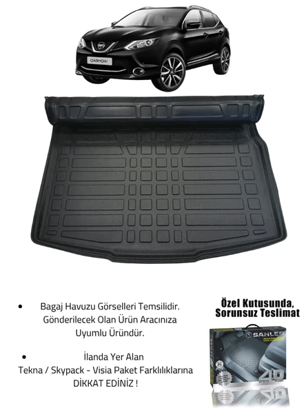 Sahler Nıssan Qashqai Visia 2014-2021 Uyumlu 4.5D Premium Havuzlu Oto Paspas ve Liner Marka 3D Bagaj Havuzu - Resim 2