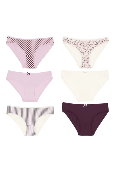 İNSPİRA 6 LI DESENLİ DÜZ VE KARIŞIK DESENLİ YÜKSEK BEL KADIN KÜLOT