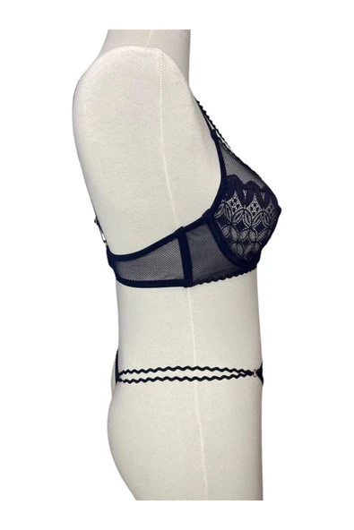 İNSPİRA Dantel Detaylı Kapsız Likralı Sütyen Külot Takımı İç Giyim Slip Külot Brazilyan - 3