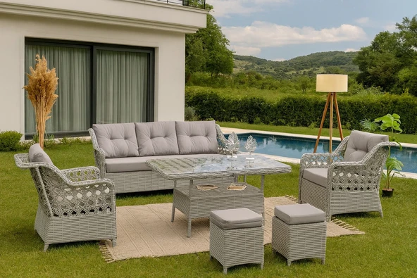 3+1+1 Ayaz Garden Rattan Bahçe ve Balkon Takımı GARANTİLİ