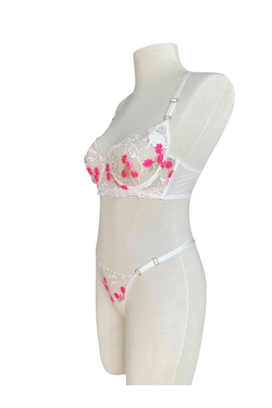 İNSPİRA Dantelli Brode Takım Çiçekli Desenli Sütyen Tanga Takım - 2