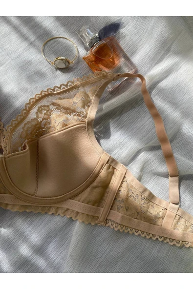 İNSPİRA Ten Rengi Pedli Dantel Detaylı Toparlayıcı Sütyen - 7