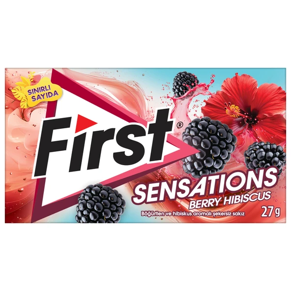 First Sensations Berry Hibiscus Böğürtlen ve Hibiskus Aromalı Şekersiz Tatlandırıcılı Sakız - 3'lü Paket - 2