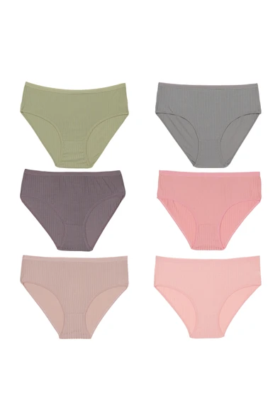 İNSPİRA 6 LI BÜYÜK BEDEN FİTİLLİ DÜZ RENK KÜLOT PAMUK ELASTAN KARIŞIMI 6 RENK YÜKSEK BEL