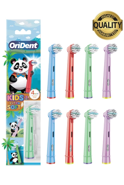 Orident Panda Kids - Çocuklara Özel Oral B Uyumlu 8 Adet Yedek Başlık – Nazik Temizlik ve Diş Eti Koruması ürün görseli