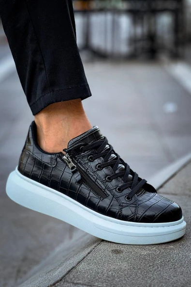 KB-309  Kuback  Siyah Fermuar Ve Bağcıklı  Günlük Erkek  Ayakkabı - Resim 4