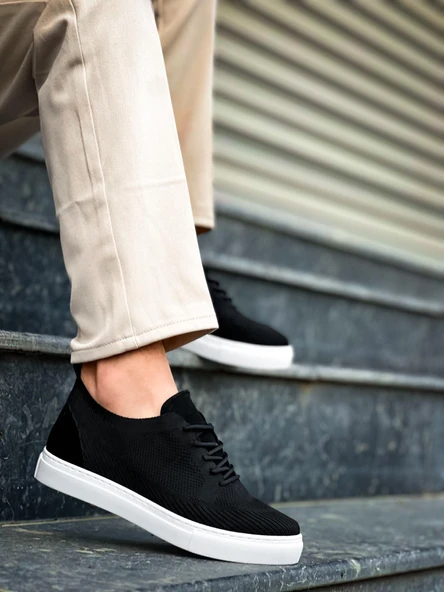 KB-101 Kuback Siyah Triko Bağcıklı Günlük Erkek Ayakkabı - Resim 2