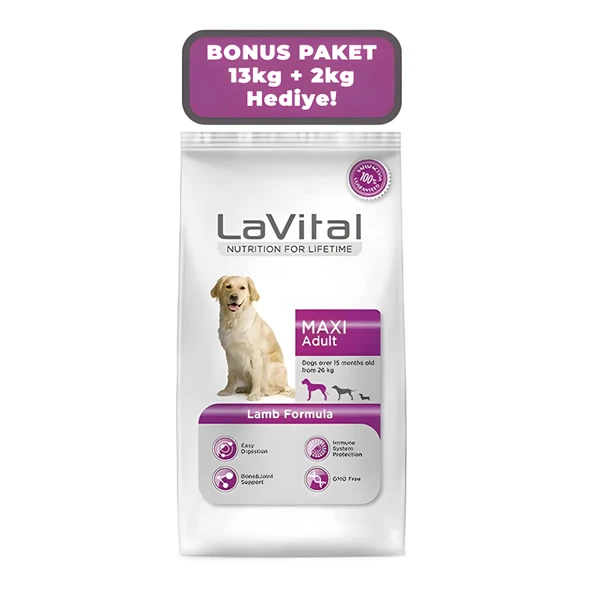 LaVital Kuzu Etli Büyük Irk Yetiskin Köpek Mamasi 12+3 Kg - Resim 2