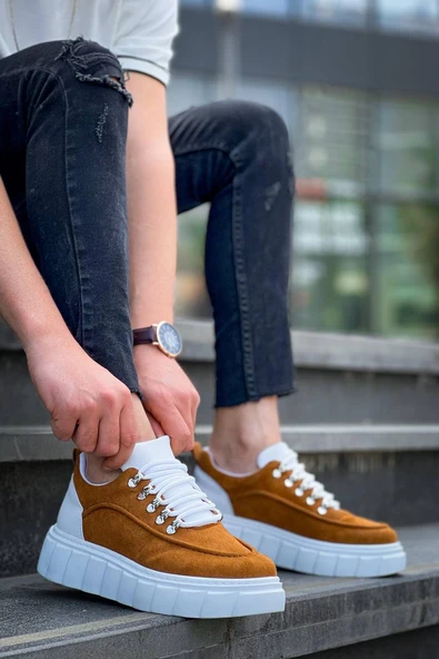 KB-X10 Kuback Taba Süet Beyaz Yüksek Taban Günlük Spor Ayakkabı ürün görseli