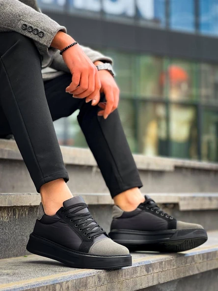 KB-X46 Kuback Siyah Gri Yüksek Siyah Taban Günlük Spor Ayakkabı ürün görseli