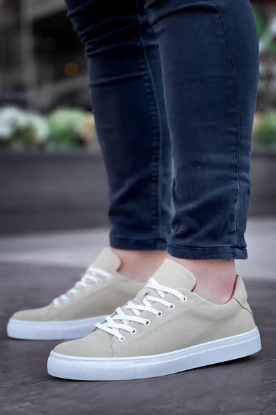 KB-122   Kuback Bej Süet Yüksek Taban Bağcıklı Günlük Erkek Ayakkabı - Resim 3