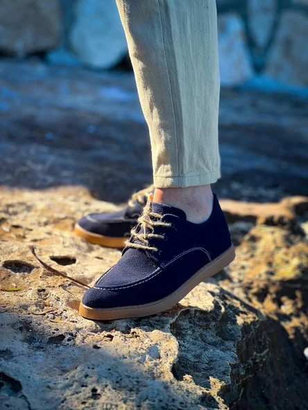 KB-X5 Kuback Lacivert  Süet Bağcıklı  Günlük Erkek Ayakkabı - Resim 3