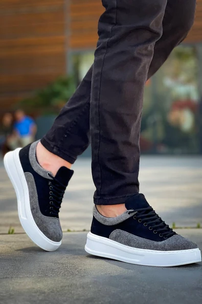 KB-005 Kuback Siyah Gri Süet Bağcıklı  Günlük Erkek  Ayakkabı - Resim 3