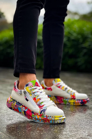 KB-02  Kuback Bağcıklı Crocodile Beyaz Kırmızı Günlük Erkek Ayakkabı - Resim 3