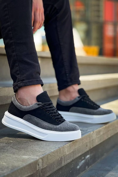 KB-005 Kuback Siyah Gri Süet Bağcıklı  Günlük Erkek  Ayakkabı - Resim 2