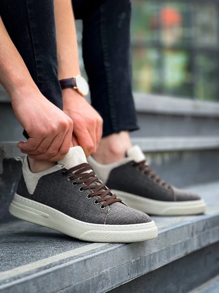 KB-X204 Kuback Taba Bej Keten Bej Yüksek Taban Günlük Erkek Spor Ayakkabı - Resim 2