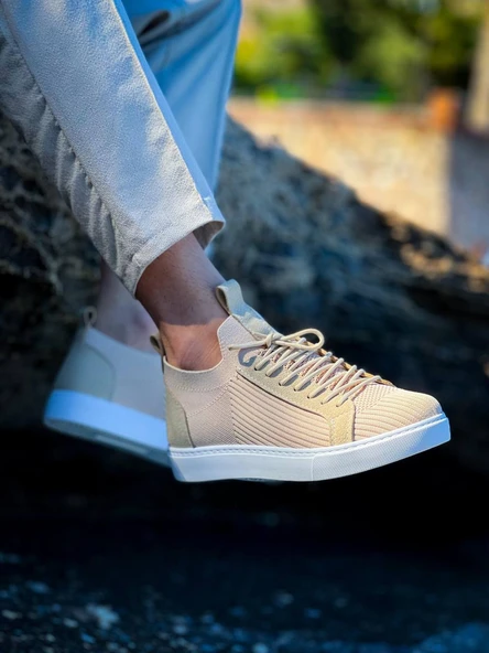 KB-112   Kuback Bej Triko Bağcıklı  Günlük Erkek  Ayakkabı - Resim 4