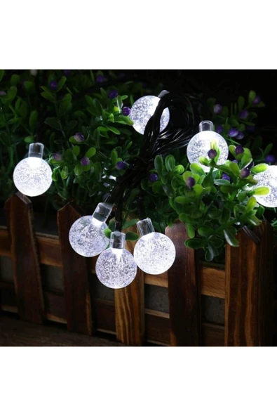 LightHome 50 Led 7 Metre Beyaz Işık Güneş Enerjili Bahçe Teras Balkon Dekorasyon Ağaç Lambası Aydınlatması - Resim 2