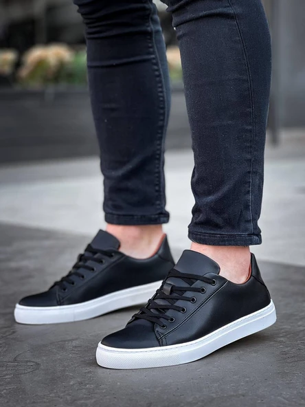 KB-122  Kuback Siyah Cilt Yüksek Taban Bağcıklı Günlük Erkek Ayakkabı - 3