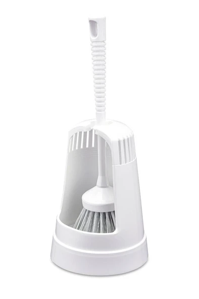 3’lü WC Tuvalet Temzilk Seti, Klasik WC Fırça Takımı + Maşrapa 1,5 Lt + Sessiz WC Kapağı Seti BEYAZ - Resim 3