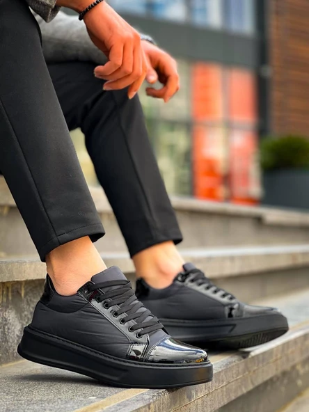 KB-X46 Kuback Siyah Rugan Yüksek Siyah Taban Günlük Spor Ayakkabı ürün görseli