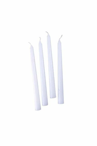 KÖKTEKİN SHOP 4 Lu Beyaz Konik Şamdan Mum ürün görseli