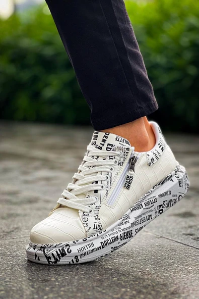 KB-02  Kuback Bağcıklı Crocodile Beyaz Gazete Günlük Erkek Ayakkabı - Resim 4