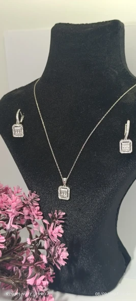 BAGET TAŞLI KOLYE YÜZÜK KÜPE SET - 6