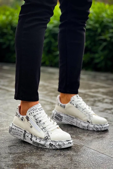 KB-02  Kuback Bağcıklı Crocodile Beyaz Gazete Günlük Erkek Ayakkabı ürün görseli