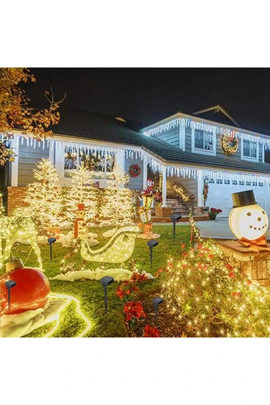 LightHome 300 Led Solar Enerjili Peri Led Işık Güneş Enerjili Balkon Bahçe Parti Yılbaşı Dekor Işığı - Resim 4
