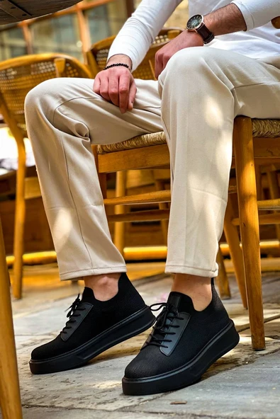 KB-116 Kuback Siyah Siyah Taban Bağcıklı Triko Günlük Erkek Ayakkabı ürün görseli