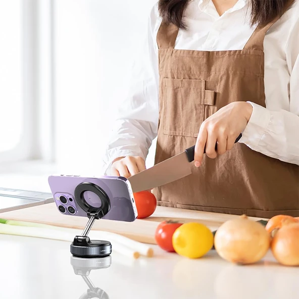 Çeşithane 360° Vakumlu Manyetik Telefon Tutucu – Katlanabilir, Magsafe iPhone Uyumlu, Araba, Spor Salonu, Ayna ve Pürüzsüz Yüzeyler için Güçlü Tutucu - 4