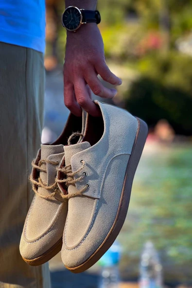 KB-X5 Kuback Bej  Süet Bağcıklı  Günlük Erkek Ayakkabı - Resim 4