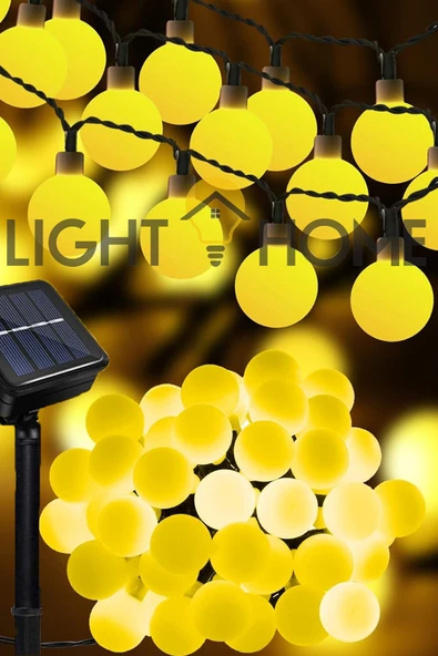 LightHome 50 Led 7 Metre Sarı Led Işık Güneş Enerjili Solar Bahçe Balkon Ağaç Lambası Aydınlatması Tasarruflu ürün görseli