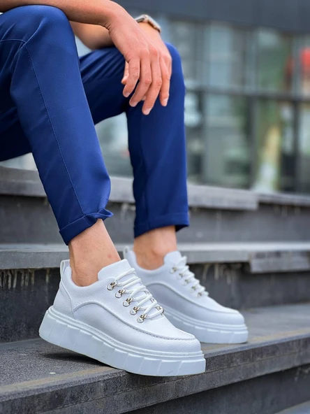 KB-X10 Kuback Beyaz Cilt  Beyaz Yüksek Taban Günlük Spor Ayakkabı ürün görseli