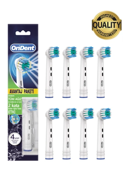 Orident Pro Cleaning Oral B Uyumlu 8 Adet Yedek Başlık – Günlük Derin Temizlik & Premium Quality ürün görseli