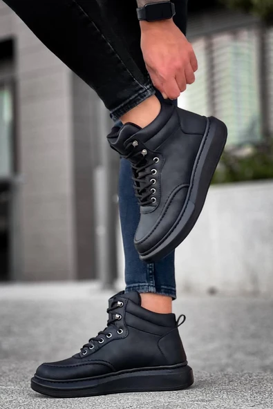 KB-0994  Kuback Siyah Cilt  Siyah  Yüksek Taban  Erkek Bilek Bot - Resim 2