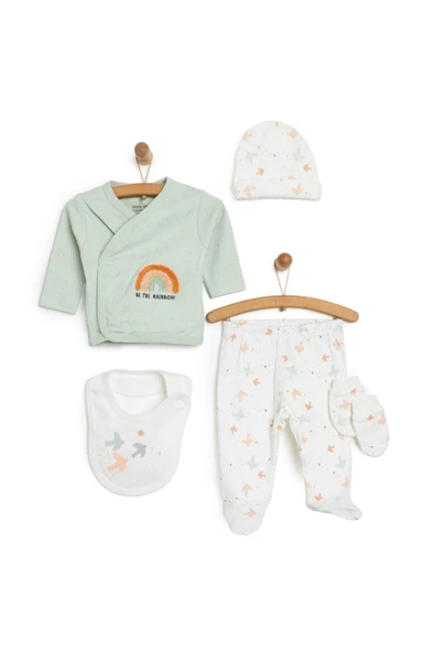 Little Life %100 Pamuklu Bebek Yenidoğan 5'li Unisex Bebek Hastane Çıkış Seti (5 PARÇA)-impala Tıcaret - 1