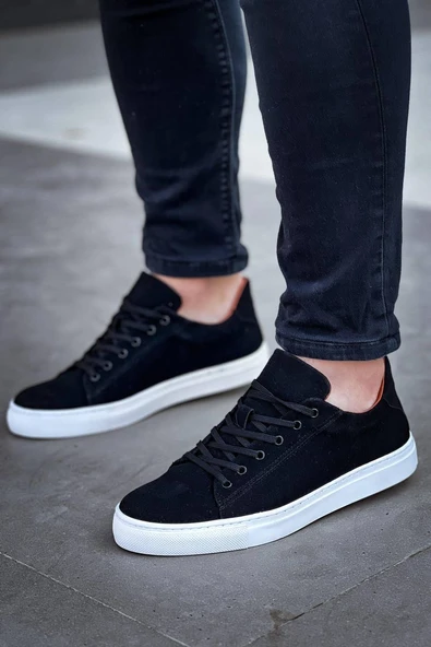 KB-122   Kuback Siyah Süet Yüksek Taban Bağcıklı Günlük Erkek Ayakkabı - Resim 3