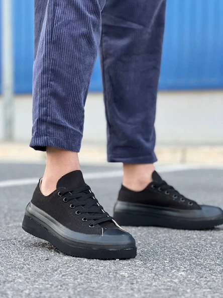 KB-CX-3 Kuback Kısa Siyah Keten Siyah Yüksek Taban Spor Ayakkabı ürün görseli