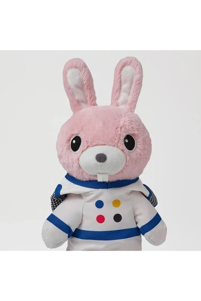 IKEA AFTONSPARV 28 Cm Çıkarılabilir Astronot Giysili Tavşan Yumuşak Peluş Oyuncak Pembe Uzay Temalı - 2