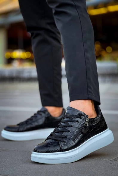 KB-309  Kuback  Siyah Fermuar Ve Bağcıklı  Günlük Erkek  Ayakkabı - Resim 2