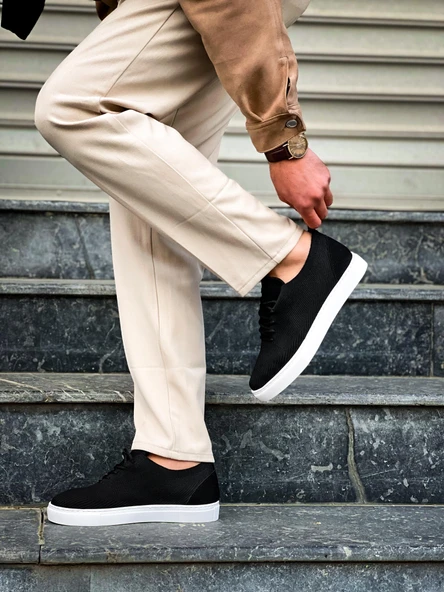 KB-101 Kuback Siyah Triko Bağcıklı Günlük Erkek Ayakkabı - Resim 4