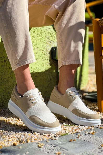 KB-042  Kuback Bağcıklı Bej Günlük Erkek Ayakkabı - Resim 4